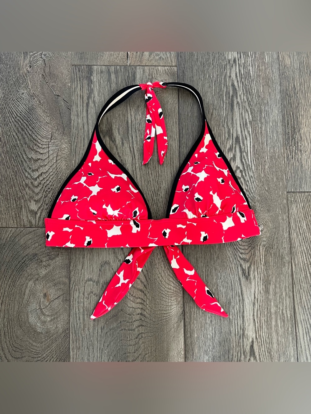 VICTORIA’S SECRET Red Poppy Floral Tie Neck Bikini Top Size M